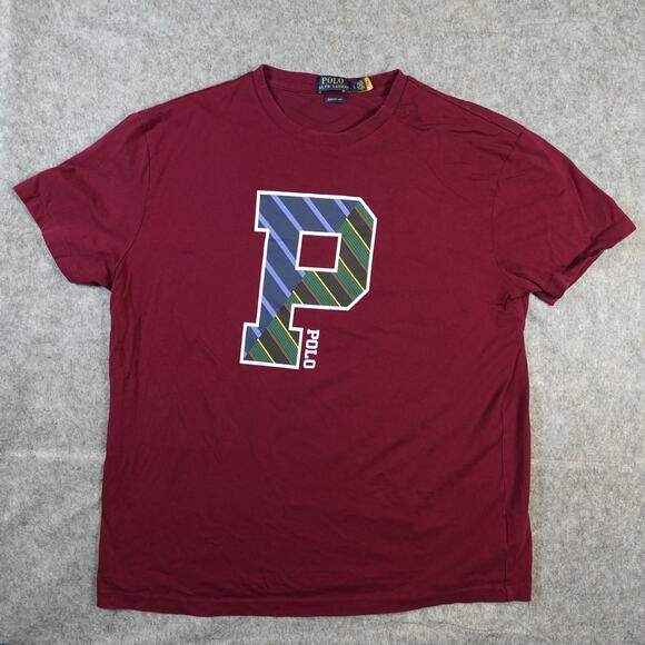 Polo Ralph Lauren Shirt Mens Large Varsity Preppy Graphic Tee T-Shirt Big P Logo - Picture 1 of 10